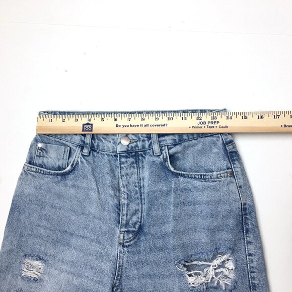 Zara Women's Jeans Straight Leg Button Fly Distressed Light Wash size 4 - Picture 4 of 10